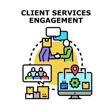 Client services engagement delivering digital business solutions Stock Illustration