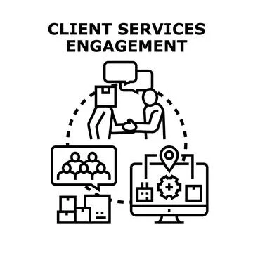Client services engagement delivering digital business solutions Stock Illustration