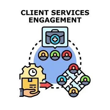 Client services engagement process delivering business solutions イラスト素材