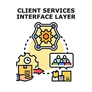 Client services interface layer connecting product and customers 스톡 일러스트