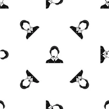 Client services , phone assistance pattern seamless black 스톡 일러스트