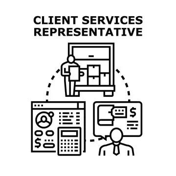 Client services representative managing customer support and order fulfillmen Illustrazione stock