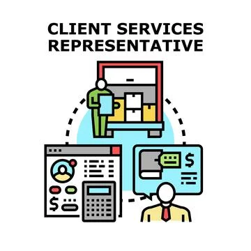 Client services representative managing customer support and order fulfillmen イラスト素材