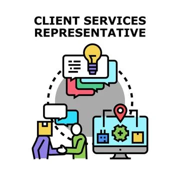 Client services representative offering support and solutions Stock Illustration