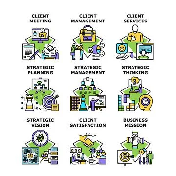 Client Services Set Icons Vector Illustrations 스톡 일러스트