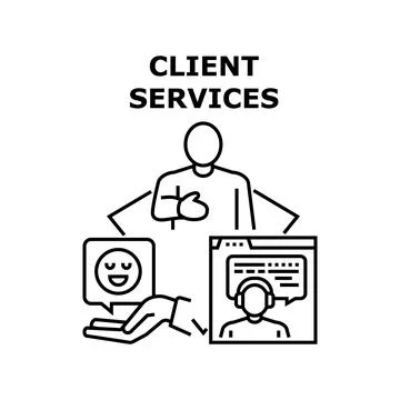 Client Services Vector Concept Black Illustration 스톡 일러스트
