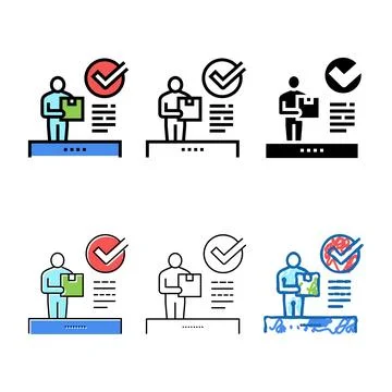 Client set received parcel color icon vector Stock Illustration