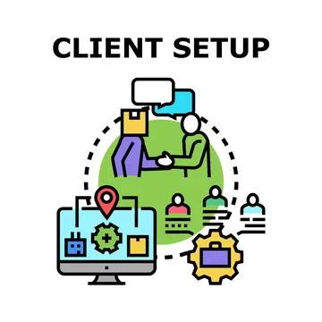 Client setup process for global business partnership Stock Illustration