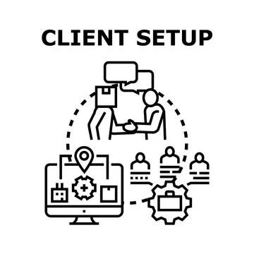 Client setup process for global business partnership Stock Illustration