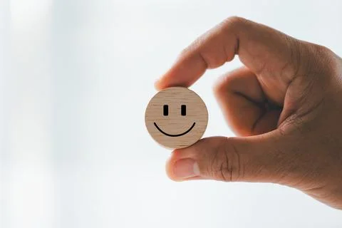 Client show feedback, smiley face sign. Service rating, satisfaction concep.. Stock Photos