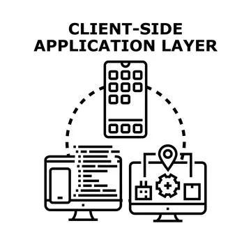 Client side application layer vector concept illustration 库存插图