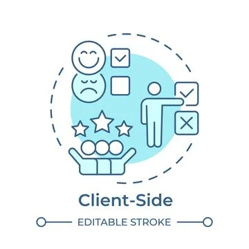 Client side monochrome blue concept icon Stock Illustration