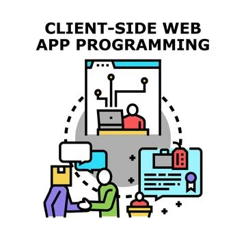 Client side web app programming development process 스톡 일러스트