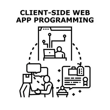 Client side web app programming development process Stock Illustration