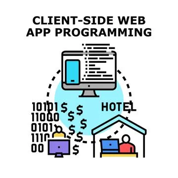 Client side web application programming process 스톡 일러스트