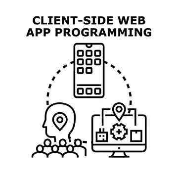 Client side web application programming development concept Stock Illustration