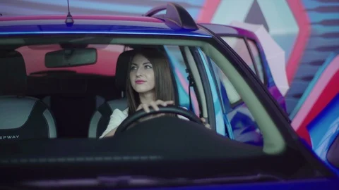 Client is sitting in the new car. 스톡 동영상 92664744