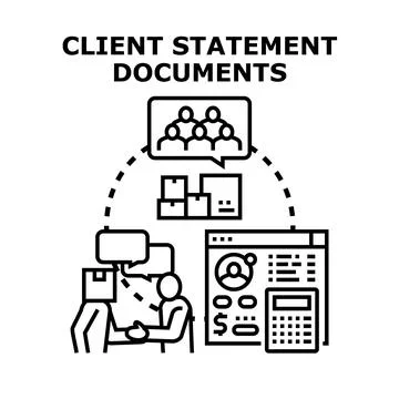 Client statement documents concept for business finance accounting Illustrazione stock