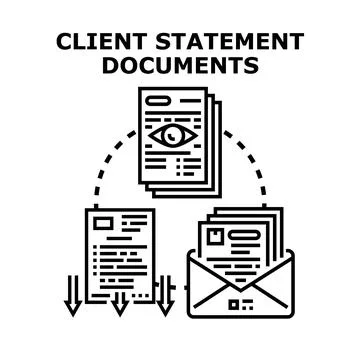 Client statement documents concept for financial reporting Stock Illustration
