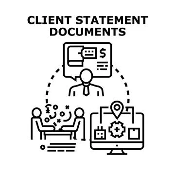 Client statement documents concept providing financial service Stock Illustration