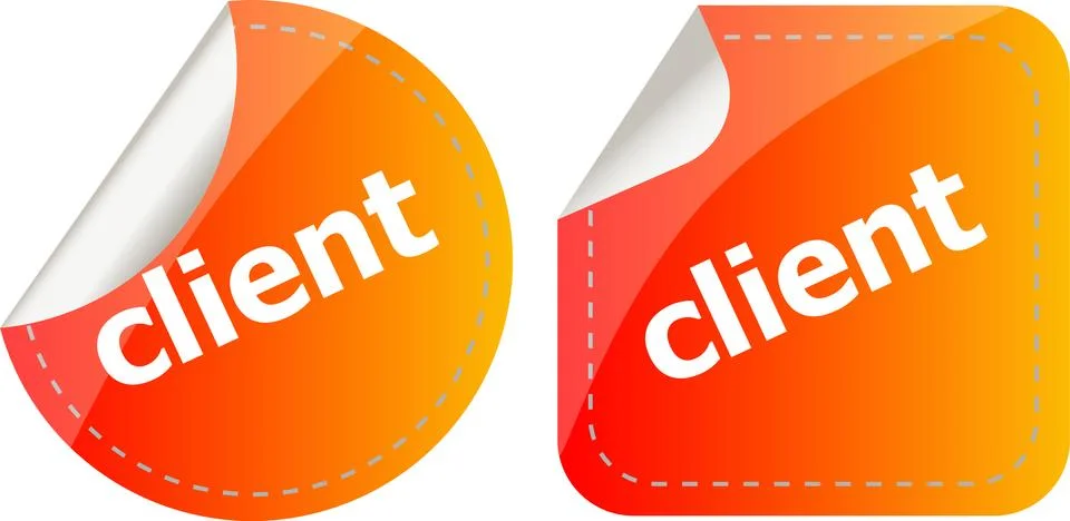 Client. stickers set, web icon button isolated on white Stock Illustration