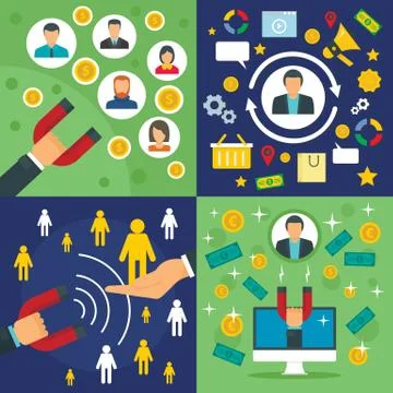 Client strategy banner set, flat style Stock Illustration