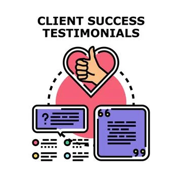 Client success testimonials and customer satisfaction concept Stock Illustration