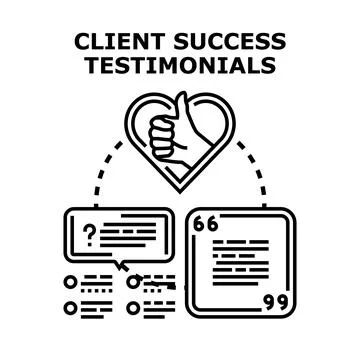 Client success testimonials and customer satisfaction concept Stock Illustration