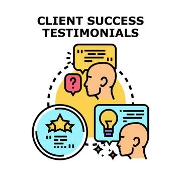 Client success testimonials feedback collecting reviewing process Stock Illustration