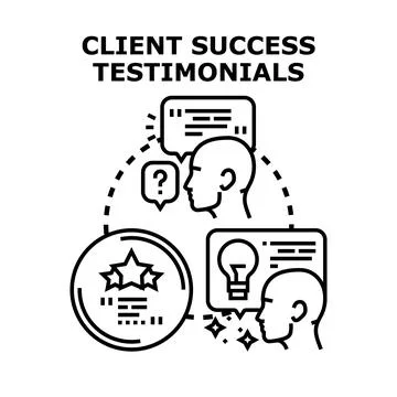 Client success testimonials feedback collecting reviewing process Stock Illustration