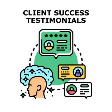 Client success testimonials increasing business reputation Stock Illustration