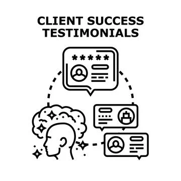 Client success testimonials increasing business reputation Stock Illustration