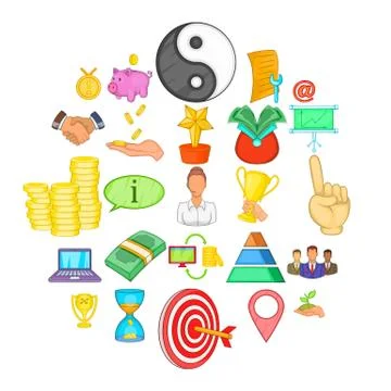 Client support icons set, cartoon style Illustrazione stock