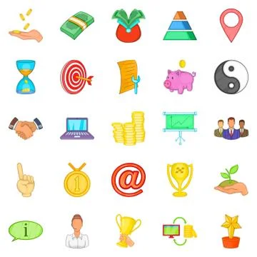 Client support icons set, cartoon style Stock Illustration