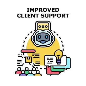 Client support improving with artificial intelligence and digital solutions Stock Illustration