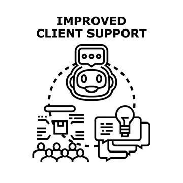 Client support improving with artificial intelligence and digital solutions Stock Illustration