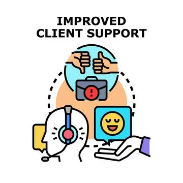 Client support improving service quality and feedback process Stock Illustration