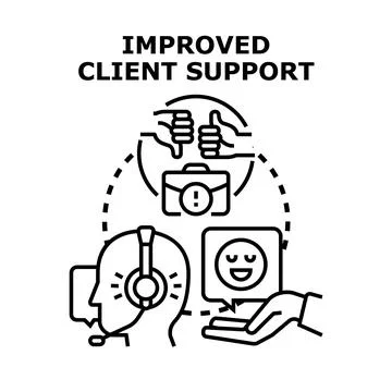 Client support improving service quality and feedback process Stock Illustration