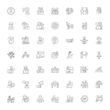 Client support linear icons, signs, symbols vector line illustration set Stock Illustration