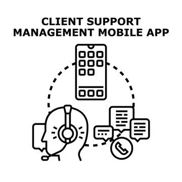 Client support management mobile app concept Stock Illustration