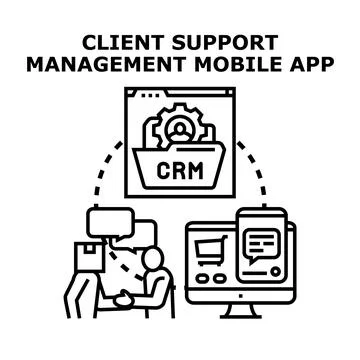 Client support management mobile app concept Stock Illustration
