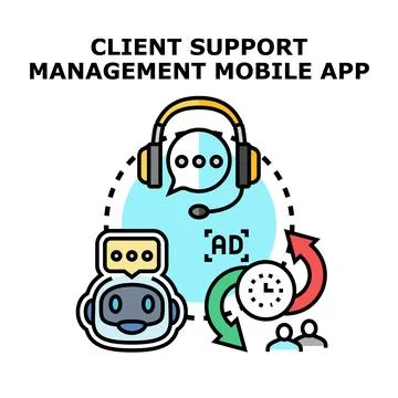 Client support management mobile app concept illustration 스톡 일러스트