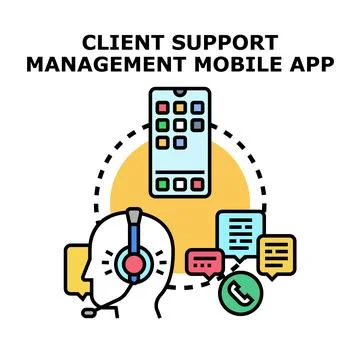 Client support management mobile app concept Stock Illustration