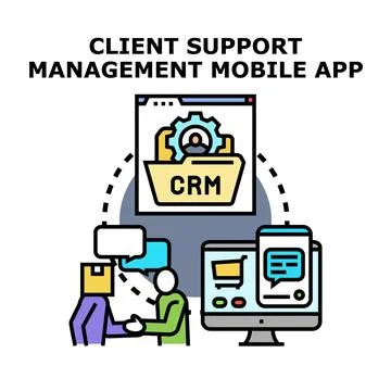 Client support management mobile app concept Stock Illustration
