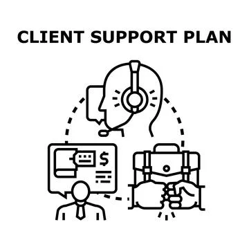 Client support plan offering services to customers Stock Illustration