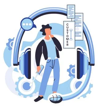 Client support. In realm technology, client support acts as guiding light Stock Illustration