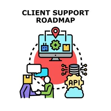 Client support roadmap and customer service strategy 스톡 일러스트