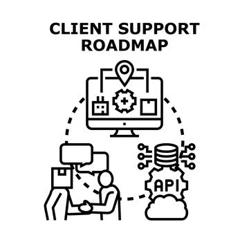 Client support roadmap and customer service strategy Stock Illustration