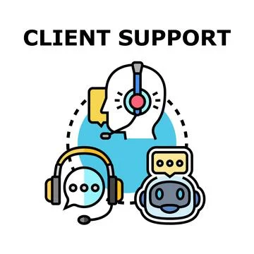 Client support services offering global customer problem solving Stock Illustration