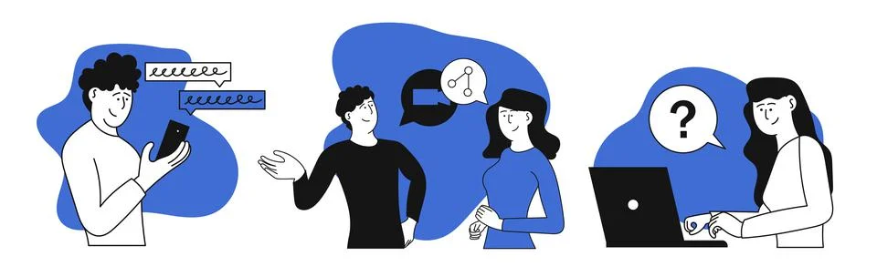 Client support set vector illustration concept. Customer service to help and  Stock Illustration